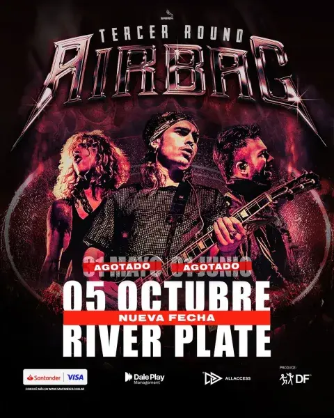 Airbag anunció su tercer en show en River: ¿Cómo conseguir las entradas?ocar en River: anunciaron su tercera fecha. Airbag anunció su tercer en show en River: ¿Cómo conseguir las entradas?ocar en River: anunciaron su tercera fecha.