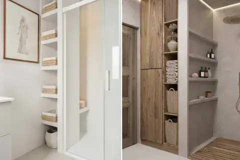 Baños con mucho espacio de guardado
