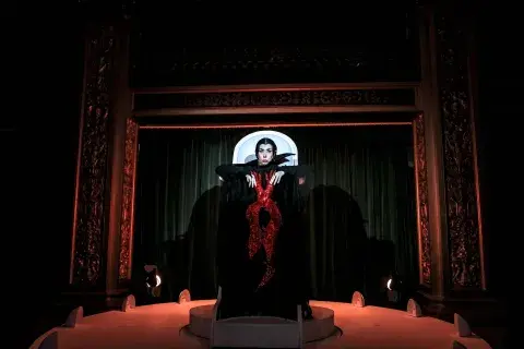 Con alusiones a Drácula, la interpretación de Merlino es increíble: por momentos canta cuando habla, baila cuando está quieta y expresa con cada milimétrica respiración. Con alusiones a Drácula, la interpretación de Merlino es increíble: por momentos canta cuando habla, baila cuando está quieta y expresa con cada milimétrica respiración.