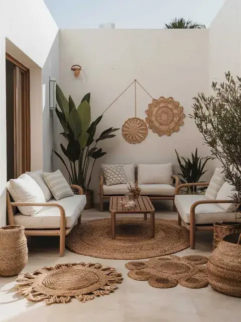 Adornos de mimbre mezclados con detalles deco en blanco Adornos de mimbre mezclados con detalles deco en blanco