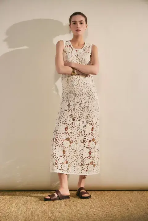 Awada Primavera Verano 2026: Vestido Crochet Tejido Largo - $390.000.