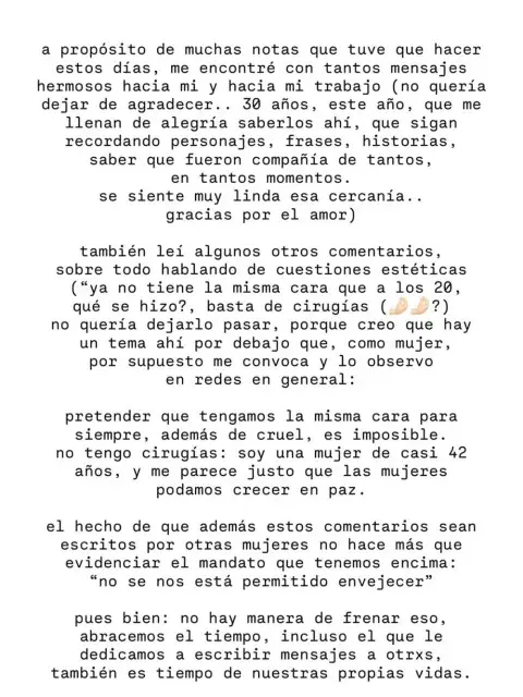 Celeste Cid respondió con firmeza a las críticas sobre su apariencia y reflexionó sobre los mandatos estéticos que enfrentan las mujeres.