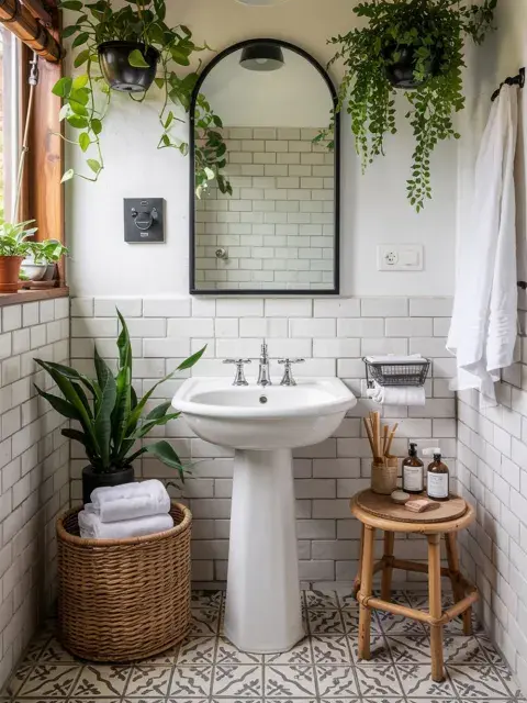 Los accesorios son la clave para dar personalidad sin restar espacio. Optá por toalleros, portarrollos o dispensadores de pared y mantené las superficies despejadas.