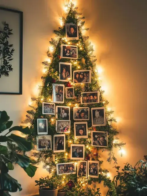 Otra propuesta hecha con fotografías y luces de navidad Otra propuesta hecha con fotografías y luces de navidad