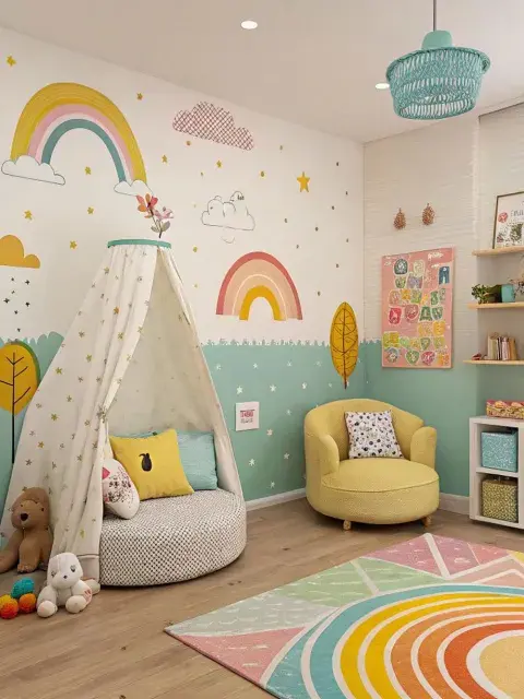 Pintá una sección de la pared con pintura tipo pizarra o colgá un panel especial donde puedan dibujar, escribir y borrar una y otra vez