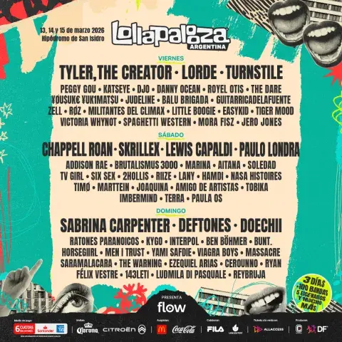 Lollapalooza Argentina 2026: line up día por día.