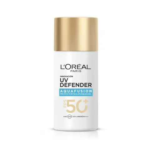 UV Defender Aquafusion presenta una textura Aqua Gel, ligera y que se absorbe en tan solo 3 segundos, brindando una protección eficaz contra los rayos UVA, (L'Oréal $29.900) UV Defender Aquafusion presenta una textura Aqua Gel, ligera y que se absorbe en tan solo 3 segundos, brindando una protección eficaz contra los rayos UVA, (L'Oréal $29.900)