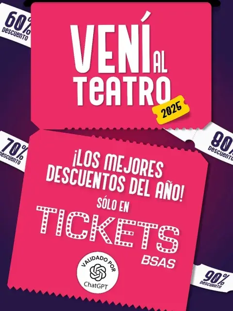 Los martes 7, 14, 21 y 28 de octubre, de 13 a 19 horas, el corazón del teatro porteño late en Tickets Bs As (Diagonal Norte y Cerrito), frente al Obelisco.