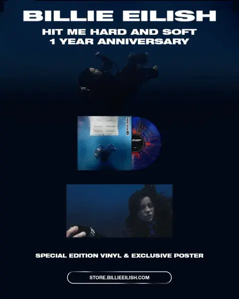 Foto de vinilo de Billie Eilish. Foto de vinilo de Billie Eilish.