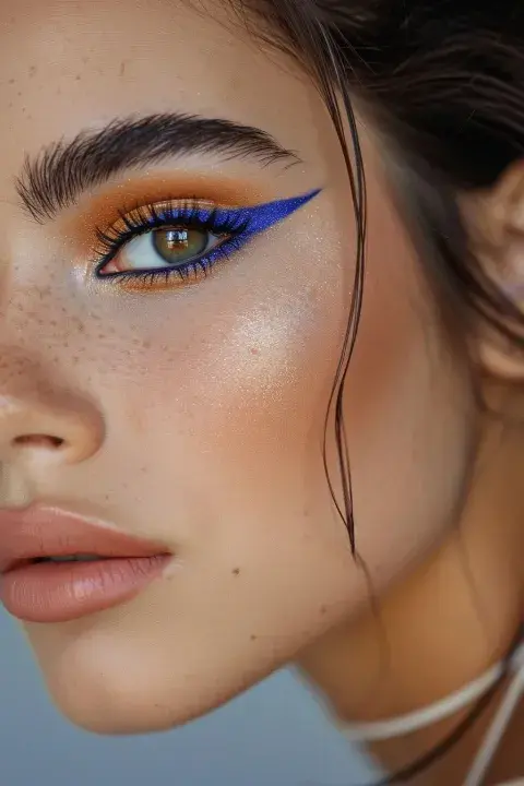 Foto de mujer con delineado azul Foto de mujer con delineado azul