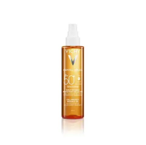 Para prevenir el daño UV, Vichy ofrece un producto 3 en 1 para la protección del cuerpo, el rostro y el cabello: el Óleo Invisible Cell Protect SPF50+, ($79.859) Para prevenir el daño UV, Vichy ofrece un producto 3 en 1 para la protección del cuerpo, el rostro y el cabello: el Óleo Invisible Cell Protect SPF50+, ($79.859)