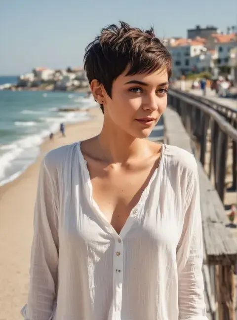 Foto de mujer con corte pixie Foto de mujer con corte pixie