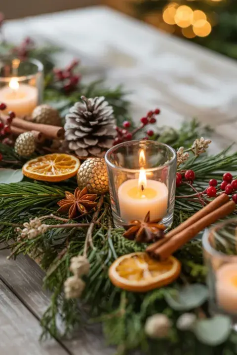 Foto de centro de mesa navideño. Foto de centro de mesa navideño.