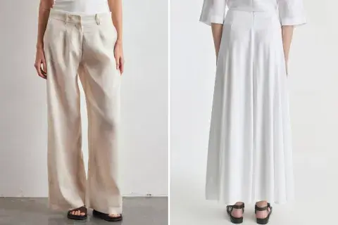Pantalones sastreros de lino y polleras para salir con la frescura de siempre.