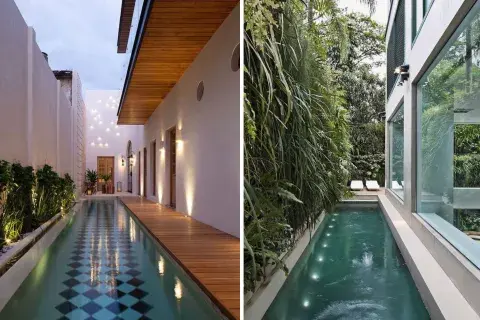 Las piletas estrechas son perfectas para patios y jardines pequeños