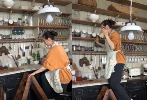 Natalia Oreiro cuenta con una cocina separada con estilo vintage Natalia Oreiro cuenta con una cocina separada con estilo vintage