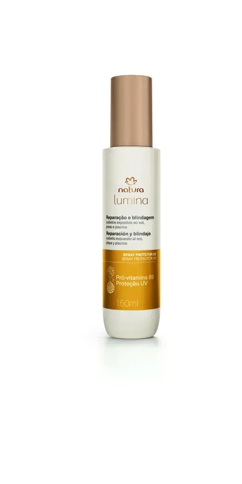 Spray protector UV, un imprescindible del verano. Crea una barrera protectora que ayuda a blindar el cabello frente a los daños desde la primera aplicación. (NATURA)
