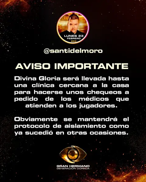 Anuncio importante de GranHermano sobre la salud de Divina Gloria Anuncio importante de GranHermano sobre la salud de Divina Gloria