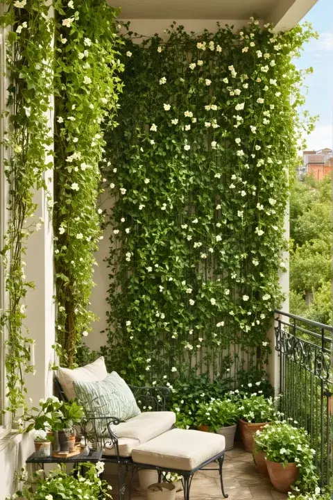 Foto de balcón con enredaderas. Foto de balcón con enredaderas.