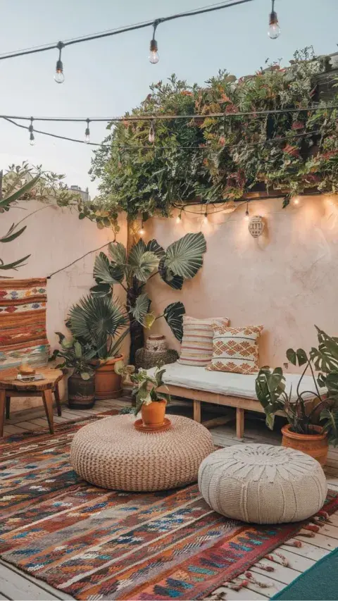 Mini patios estilo boho: relax y textura para crear un refugio al aire libre Mini patios estilo boho: relax y textura para crear un refugio al aire libre