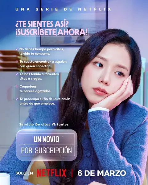 Jisoo en el póster de Un novio por suscripción, que tiene fecha de estreno confirmada en Netflix. Jisoo en el póster de Un novio por suscripción, que tiene fecha de estreno confirmada en Netflix.