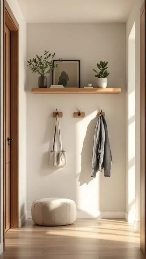 En este contexto, aparecen percheros que se camuflan en la arquitectura: ganchos plegables, ranuras en paneles de madera o sistemas que se integran a muebles existentes.