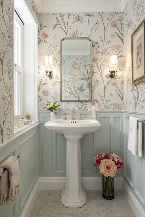 El papel pintado también empieza a encontrar su lugar en los baños, siempre que se trate de versiones vinílicas o especialmente diseñadas para ambientes húmedos. El papel pintado también empieza a encontrar su lugar en los baños, siempre que se trate de versiones vinílicas o especialmente diseñadas para ambientes húmedos.