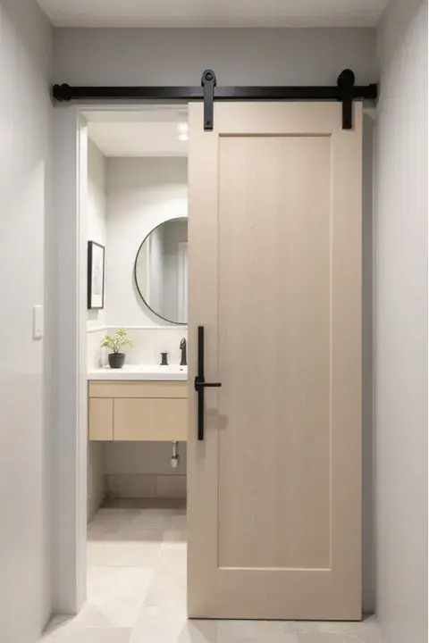 En suites o dormitorios con baño integrado, una puerta corredera permite unir o separar ambos espacios según el momento. En suites o dormitorios con baño integrado, una puerta corredera permite unir o separar ambos espacios según el momento.