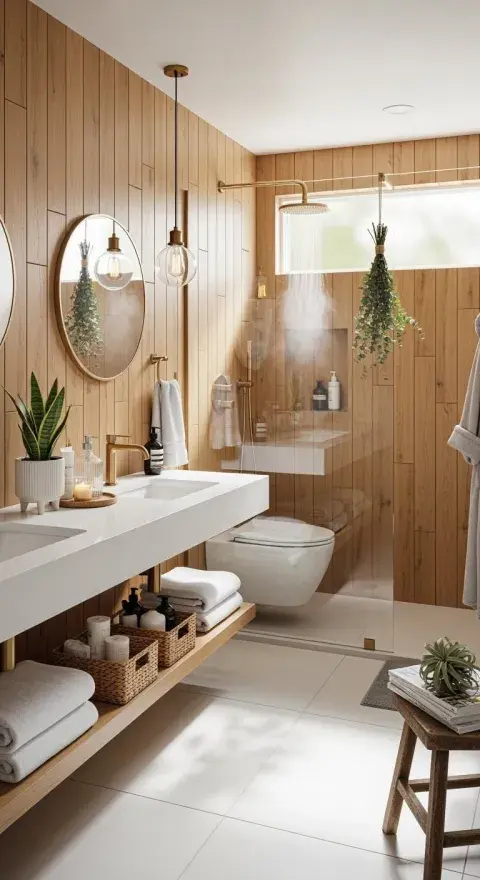 La madera, correctamente tratada para resistir la humedad, aporta una calidez difícil de lograr con otros materiales. La madera, correctamente tratada para resistir la humedad, aporta una calidez difícil de lograr con otros materiales.