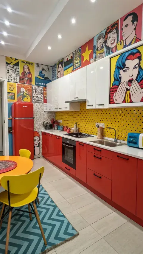 Foto de cocina pequeña con muchos vinilos. Foto de cocina pequeña con muchos vinilos.