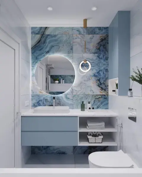 Ideas para modernizar el baño: incorporar contraste en zonas funcionales.