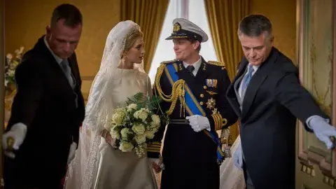Foto del casamiento de Máxima Zorreguieta en la temporada 2 de la serie de HBO Max. Foto del casamiento de Máxima Zorreguieta en la temporada 2 de la serie de HBO Max.
