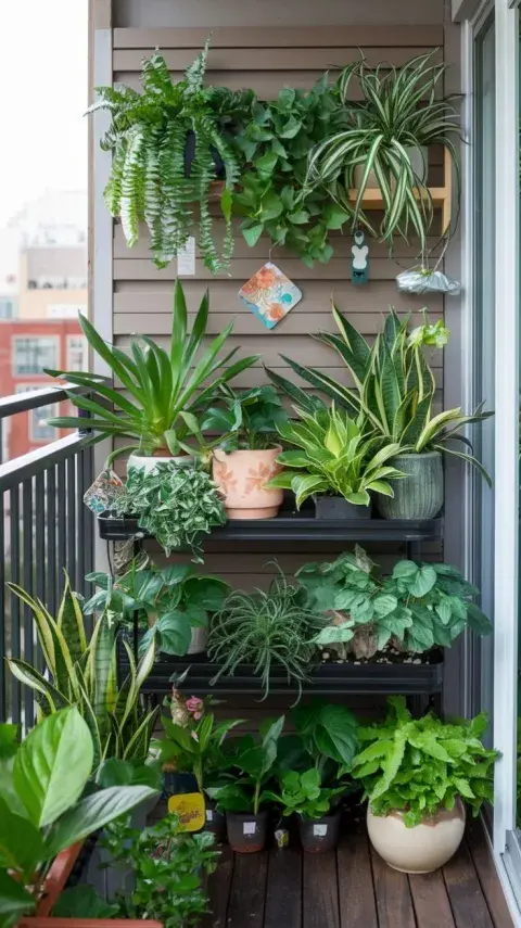 También puedes aprovechar muebles auxiliares como estanterías o mesas para reorganizar las plantas. También puedes aprovechar muebles auxiliares como estanterías o mesas para reorganizar las plantas.
