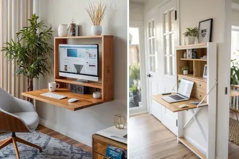 Los escritorios plegables y flotantes se convierten en la opción favorita para hogares pequeños gracias a su diseño funcional, moderno y perfecto para mantener el orden.