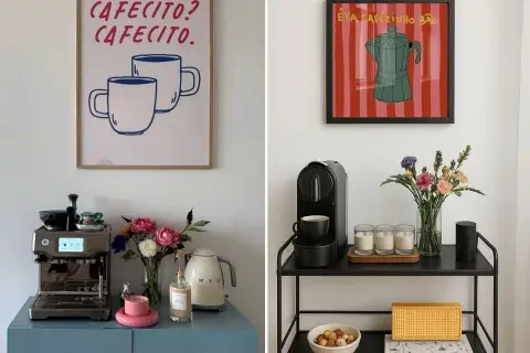 Tiny coffee corners: ideas para crear un rincón de café lindo y funcional