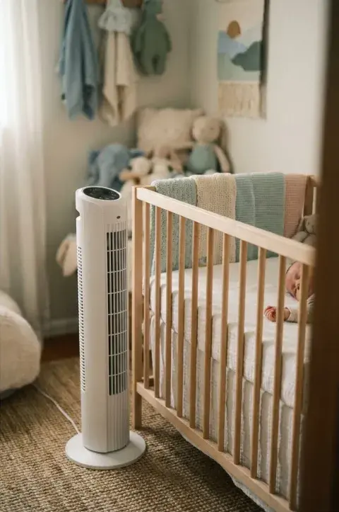 Cuarto de bebé con estufa.