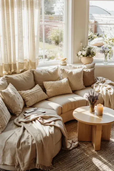 Un sillon mullido repleto de almohadones Un sillon mullido repleto de almohadones