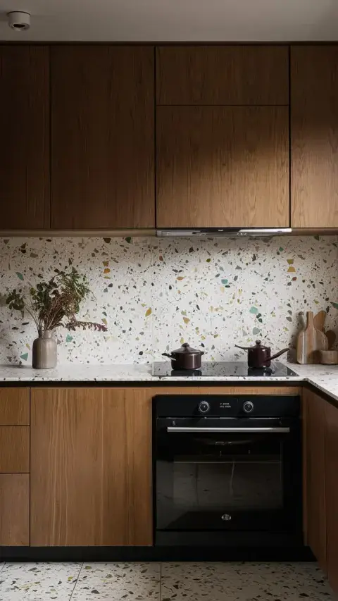 cocina con terrazo en la mesada cocina con terrazo en la mesada