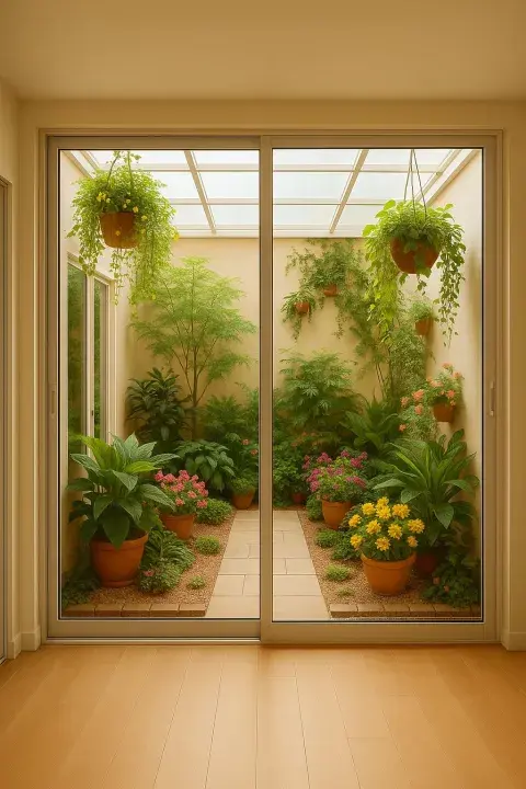 Foto de patio de invierno con plantas. Foto de patio de invierno con plantas.