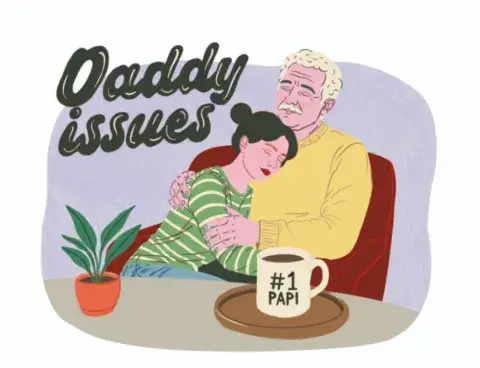Ilustración: pare abraza a su hija