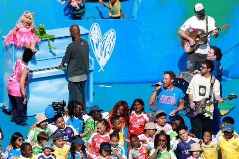 Foto de Chris Martin en el show de entretiempo del Mundial 2026. Foto de Chris Martin en el show de entretiempo del Mundial 2026.