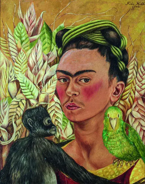 Frida Kahlo, Autorretrato con chango y loro Frida Kahlo, Autorretrato con chango y loro