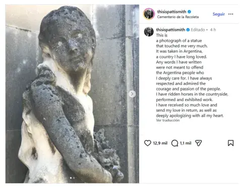 Patti Smith se disculpa con Argentina. Patti Smith se disculpa con Argentina.