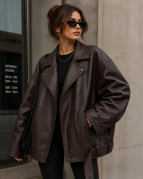 Look con campera de cuero