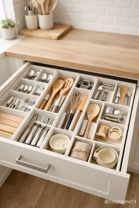 Cajón organizador de utensilios de cocina Cajón organizador de utensilios de cocina