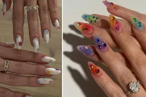 Dos propuestas de nail art con gemas que son tendencia Dos propuestas de nail art con gemas que son tendencia