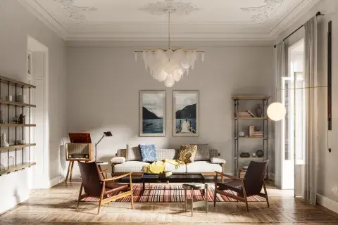 Living con sillón y alfombra decorado Living con sillón y alfombra decorado