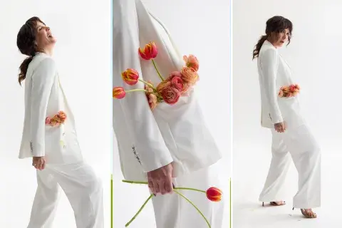 Natalia Oreiro sosteniendo unos tulipanes. Natalia Oreiro sosteniendo unos tulipanes.
