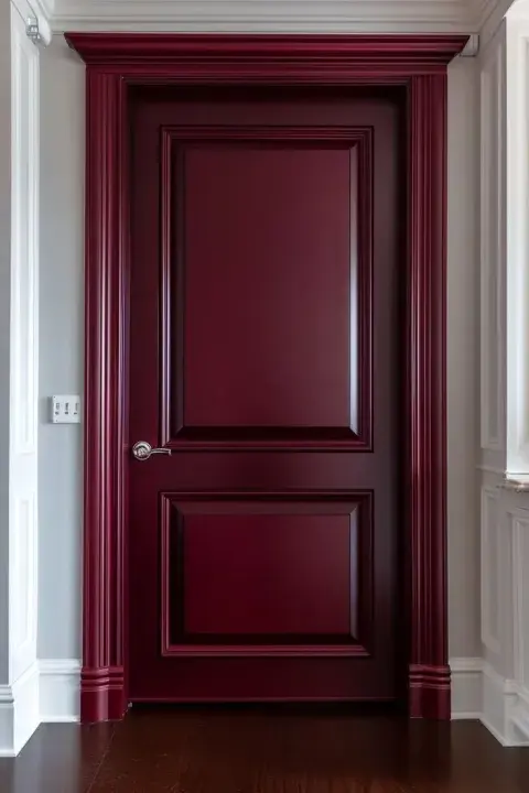 Puerta de madera de color bordó Puerta de madera de color bordó