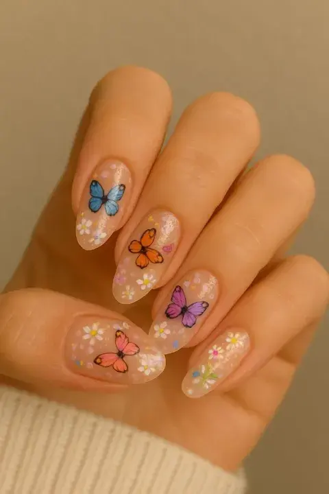 Uñas con diseño de mariposas Uñas con diseño de mariposas